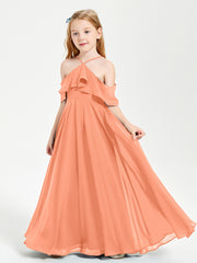 Off-the-Shoulder Long Dresses for Junior Bridesmaids Papaya