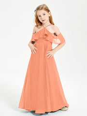 Off-the-Shoulder Long Dresses for Junior Bridesmaids Papaya