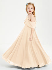 Off-the-Shoulder Long Dresses for Junior Bridesmaids Peach