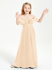 Off-the-Shoulder Long Dresses for Junior Bridesmaids Peach