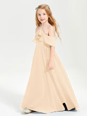 Off-the-Shoulder Long Dresses for Junior Bridesmaids Peach