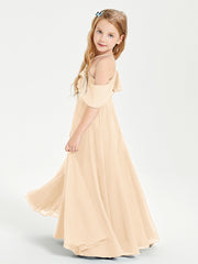 Off-the-Shoulder Long Dresses for Junior Bridesmaids Peach