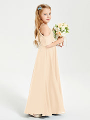 Off-the-Shoulder Long Dresses for Junior Bridesmaids Peach
