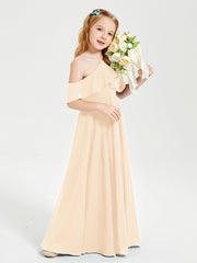 Off-the-Shoulder Long Dresses for Junior Bridesmaids Peach