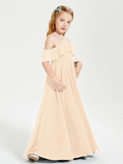 Off-the-Shoulder Long Dresses for Junior Bridesmaids Peach
