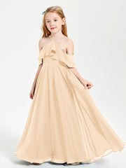 Off-the-Shoulder Long Dresses for Junior Bridesmaids Peach