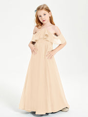 Off-the-Shoulder Long Dresses for Junior Bridesmaids Peach