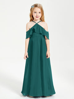 Off-the-Shoulder Long Dresses for Junior Bridesmaids Peacock