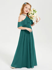 Off-the-Shoulder Long Dresses for Junior Bridesmaids Peacock