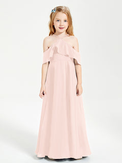 Off-the-Shoulder Long Dresses for Junior Bridesmaids Pearl Pink