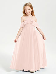 Off-the-Shoulder Long Dresses for Junior Bridesmaids Pearl Pink