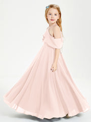 Off-the-Shoulder Long Dresses for Junior Bridesmaids Pearl Pink