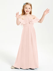 Off-the-Shoulder Long Dresses for Junior Bridesmaids Pearl Pink