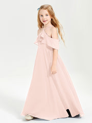 Off-the-Shoulder Long Dresses for Junior Bridesmaids Pearl Pink