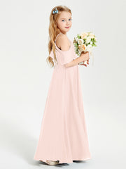 Off-the-Shoulder Long Dresses for Junior Bridesmaids Pearl Pink