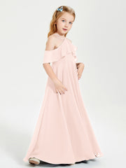 Off-the-Shoulder Long Dresses for Junior Bridesmaids Pearl Pink