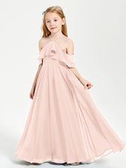 Off-the-Shoulder Long Dresses for Junior Bridesmaids Pearl Pink