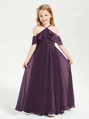 Off-the-Shoulder Long Dresses for Junior Bridesmaids Plum