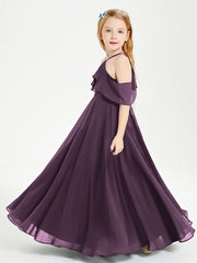 Off-the-Shoulder Long Dresses for Junior Bridesmaids Plum