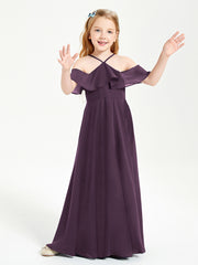 Off-the-Shoulder Long Dresses for Junior Bridesmaids Plum
