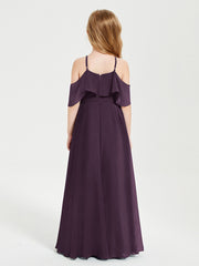 Off-the-Shoulder Long Dresses for Junior Bridesmaids Plum