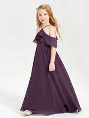 Off-the-Shoulder Long Dresses for Junior Bridesmaids Plum