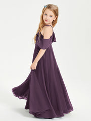 Off-the-Shoulder Long Dresses for Junior Bridesmaids Plum