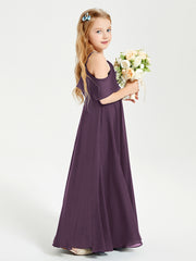 Off-the-Shoulder Long Dresses for Junior Bridesmaids Plum