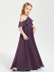 Off-the-Shoulder Long Dresses for Junior Bridesmaids Plum
