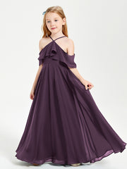 Off-the-Shoulder Long Dresses for Junior Bridesmaids Plum