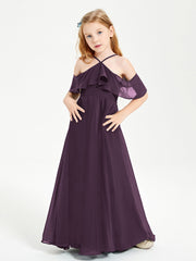 Off-the-Shoulder Long Dresses for Junior Bridesmaids Plum