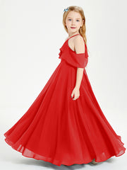 Off-the-Shoulder Long Dresses for Junior Bridesmaids Red