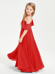 Off-the-Shoulder Long Dresses for Junior Bridesmaids Red