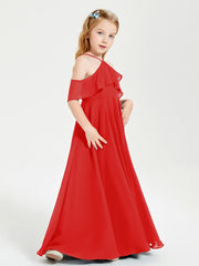 Off-the-Shoulder Long Dresses for Junior Bridesmaids Red