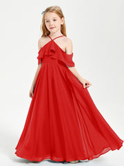 Off-the-Shoulder Long Dresses for Junior Bridesmaids Red