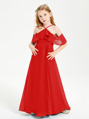 Off-the-Shoulder Long Dresses for Junior Bridesmaids Red
