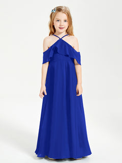 Off-the-Shoulder Long Dresses for Junior Bridesmaids Royal Blue