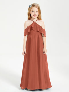 Off-the-Shoulder Long Dresses for Junior Bridesmaids Rust