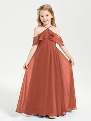 Off-the-Shoulder Long Dresses for Junior Bridesmaids Rust