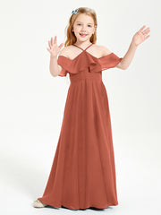 Off-the-Shoulder Long Dresses for Junior Bridesmaids Rust