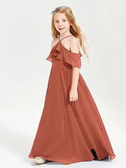 Off-the-Shoulder Long Dresses for Junior Bridesmaids Rust