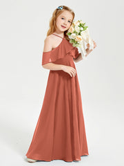 Off-the-Shoulder Long Dresses for Junior Bridesmaids Rust