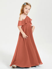 Off-the-Shoulder Long Dresses for Junior Bridesmaids Rust