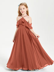 Off-the-Shoulder Long Dresses for Junior Bridesmaids Rust