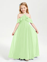Off-the-Shoulder Long Dresses for Junior Bridesmaids Sage