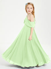 Off-the-Shoulder Long Dresses for Junior Bridesmaids Sage
