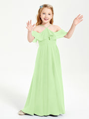 Off-the-Shoulder Long Dresses for Junior Bridesmaids Sage