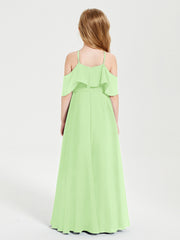 Off-the-Shoulder Long Dresses for Junior Bridesmaids Sage
