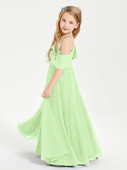 Off-the-Shoulder Long Dresses for Junior Bridesmaids Sage
