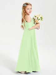 Off-the-Shoulder Long Dresses for Junior Bridesmaids Sage
